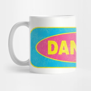 Danger - blue & yellow on pink Mug